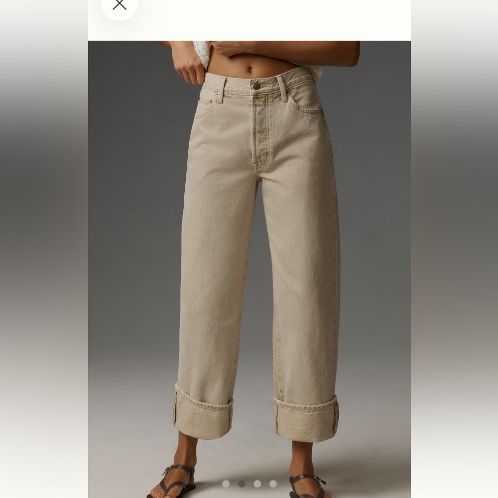 Pistola Ryder High-Rise Straight Leg Cuffed Jeans Oat color Size 27